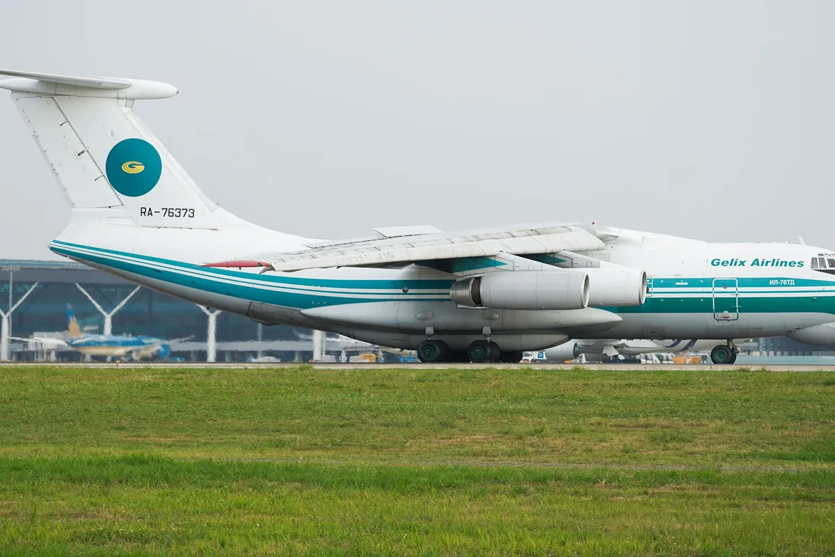 Cargo freighter aircraft on airport runway ready for loading