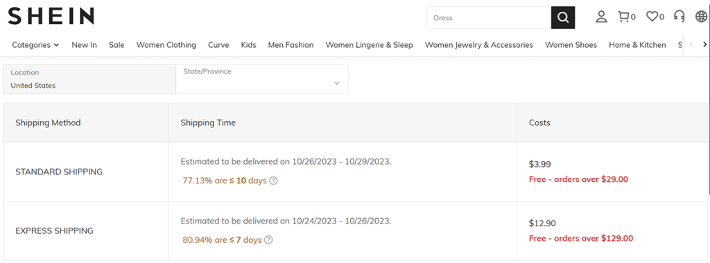 How long does Shein take to deliver?